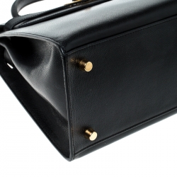Pre Owned Hermes Black Epsom Leather Gold Hardware Kelly Sellier 32 Bag