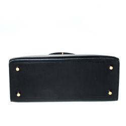 Pre Owned Hermes Black Epsom Leather Gold Hardware Kelly Sellier 32 Bag