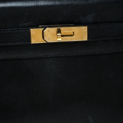 Pre Owned Hermes Black Epsom Leather Gold Hardware Kelly Sellier 32 Bag