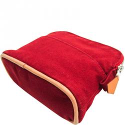 Pre Owned Hermes Bordeaux Toile Canvas Mini Bolide Pouch