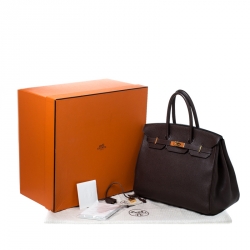 Hermes Cacao Togo Leather Gold Hardware Birkin 35 Bag