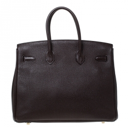 Hermes Cacao Togo Leather Gold Hardware Birkin 35 Bag