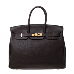 Hermes Cacao Togo Leather Gold Hardware Birkin 35 Bag