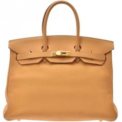 Hermes Saffron Leather Gold Hardware Birkin 35 Bag