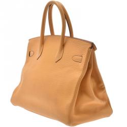 Hermes Saffron Leather Gold Hardware Birkin 35 Bag