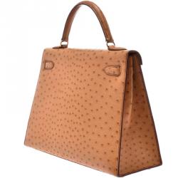 Hermes Chestnut Ostrich Gold Hardware Kelly Sellier 32 Bag