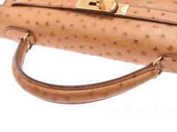 Hermes Chestnut Ostrich Gold Hardware Kelly Sellier 32 Bag