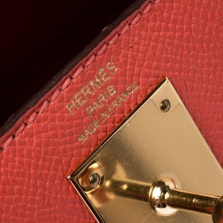 Pre Owned Hermes Rose Jaipur Epsom Leather Gold Hardware Kelly Sellier 28 Bag