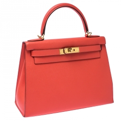 Pre Owned Hermes Rose Jaipur Epsom Leather Gold Hardware Kelly Sellier 28 Bag