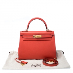 Pre Owned Hermes Rose Jaipur Epsom Leather Gold Hardware Kelly Sellier 28 Bag