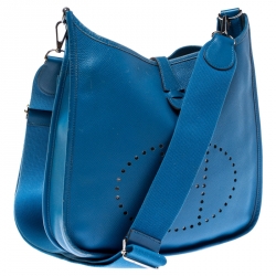 Pre Owned Hermes Azur Epsom Leather Evelyne III PM Bag