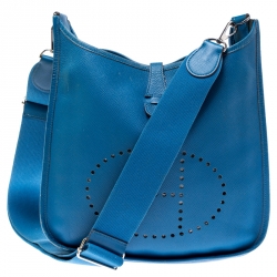 Hermès Bleu Paon Evelyne III TPM of Epsom Leather with Palladium Hardware, Handbags and Accessories Online, 2019