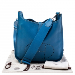 Pre Owned Hermes Azur Epsom Leather Evelyne III PM Bag