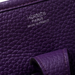 Pre Owned Hermes Ultraviolet Clemence Leather Evelyne III PM Bag