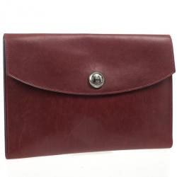 Hermes Vintage Suede Burgundy Rio Envelope Clutch 