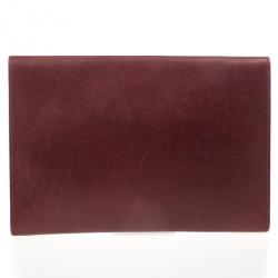 Pre Owned Hermes Vintage Burgundy Box Calf Leather Rio Clutch