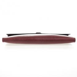 Pre Owned Hermes Vintage Burgundy Box Calf Leather Rio Clutch