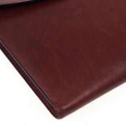 Pre Owned Hermes Vintage Burgundy Box Calf Leather Rio Clutch