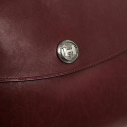 Pre Owned Hermes Vintage Burgundy Box Calf Leather Rio Clutch