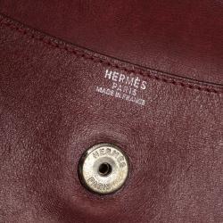 Pre Owned Hermes Vintage Burgundy Box Calf Leather Rio Clutch