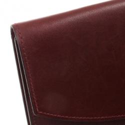 Pre Owned Hermes Vintage Burgundy Box Calf Leather Rio Clutch