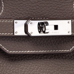 Hermes Taupe Grey Clemence Leather Palladium Hardware Birkin 35 Bag