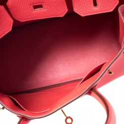 Hermes Rouge Pivoine Togo Leather Gold Hardware Birkin 30 Bag
