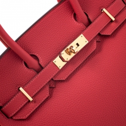 Hermes Rouge Pivoine Togo Leather Gold Hardware Birkin 30 Bag