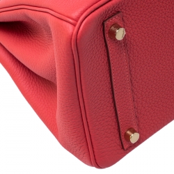 Hermes Rouge Pivoine Togo Leather Gold Hardware Birkin 30 Bag