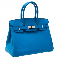Hermès Bleu Zanzibar Epsom Leather Palladium Hardware Birkin 30 Bag