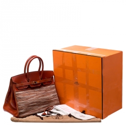 Birkin Brique Vibrato and Calf Box Leather Palladium Hardware Birkin 35 Bag