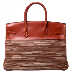 Birkin Brique Vibrato and Calf Box Leather Palladium Hardware Birkin 35 Bag