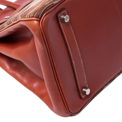 Birkin Brique Vibrato and Calf Box Leather Palladium Hardware Birkin 35 Bag