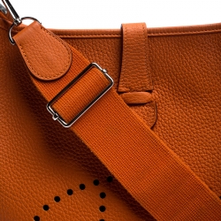 Pre Owned Hermes Orange Clemence Leather Evelyne III GM Bag