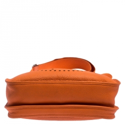 Pre Owned Hermes Orange Clemence Leather Evelyne III GM Bag