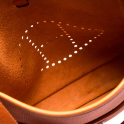 Pre Owned Hermes Orange Clemence Leather Evelyne III GM Bag