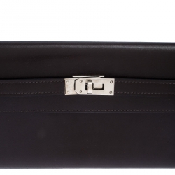 Pre Owned Hermes Chocolat Boxcalf Leather Long Kelly Wallet
