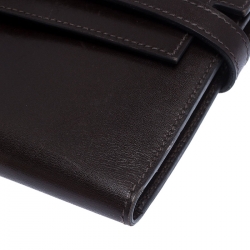 Pre Owned Hermes Chocolat Boxcalf Leather Long Kelly Wallet