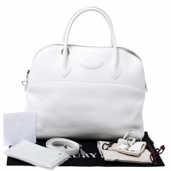 Pre Owned Hermes White Togo Leather Palladium Hardware Bolide 35 Bag