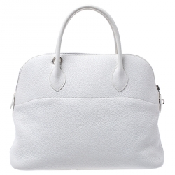 Pre Owned Hermes White Togo Leather Palladium Hardware Bolide 35 Bag