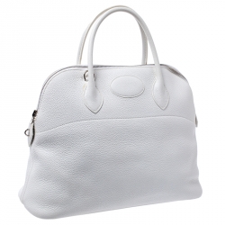 Pre Owned Hermes White Togo Leather Palladium Hardware Bolide 35 Bag