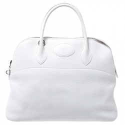 Pre Owned Hermes White Togo Leather Palladium Hardware Bolide 35 Bag