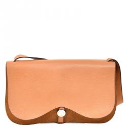 Pre Owned Hermes Vache Liegee/Beige Toile Canvas And Leather Colorado MM Bag