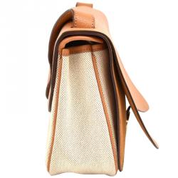 Pre Owned Hermes Vache Liegee/Beige Toile Canvas And Leather Colorado MM Bag