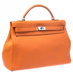 Pre Owned Hermes Bougainvillier Clemence Leather Palladium Hardware Kelly Retourne 40 Bag