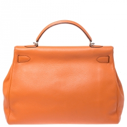 Pre Owned Hermes Bougainvillier Clemence Leather Palladium Hardware Kelly Retourne 40 Bag