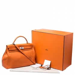 Pre Owned Hermes Bougainvillier Clemence Leather Palladium Hardware Kelly Retourne 40 Bag