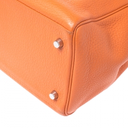 Pre Owned Hermes Bougainvillier Clemence Leather Palladium Hardware Kelly Retourne 40 Bag