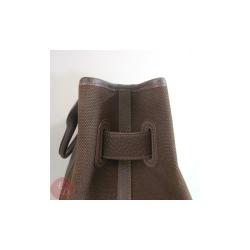Pre Owned Hermes Dark Brown Canvas Leather MM Bag
