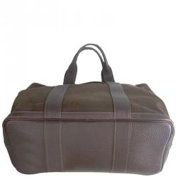 Pre Owned Hermes Dark Brown Canvas Leather MM Bag